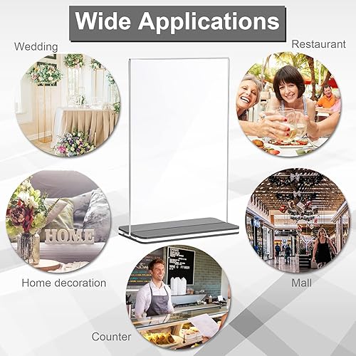 Miniatura 7 de 12 soportes de acrílico para letreros de 4 x 6 pulgadas, soporte de exhibición de escritorio de doble cara transparente en forma de T, soporte de