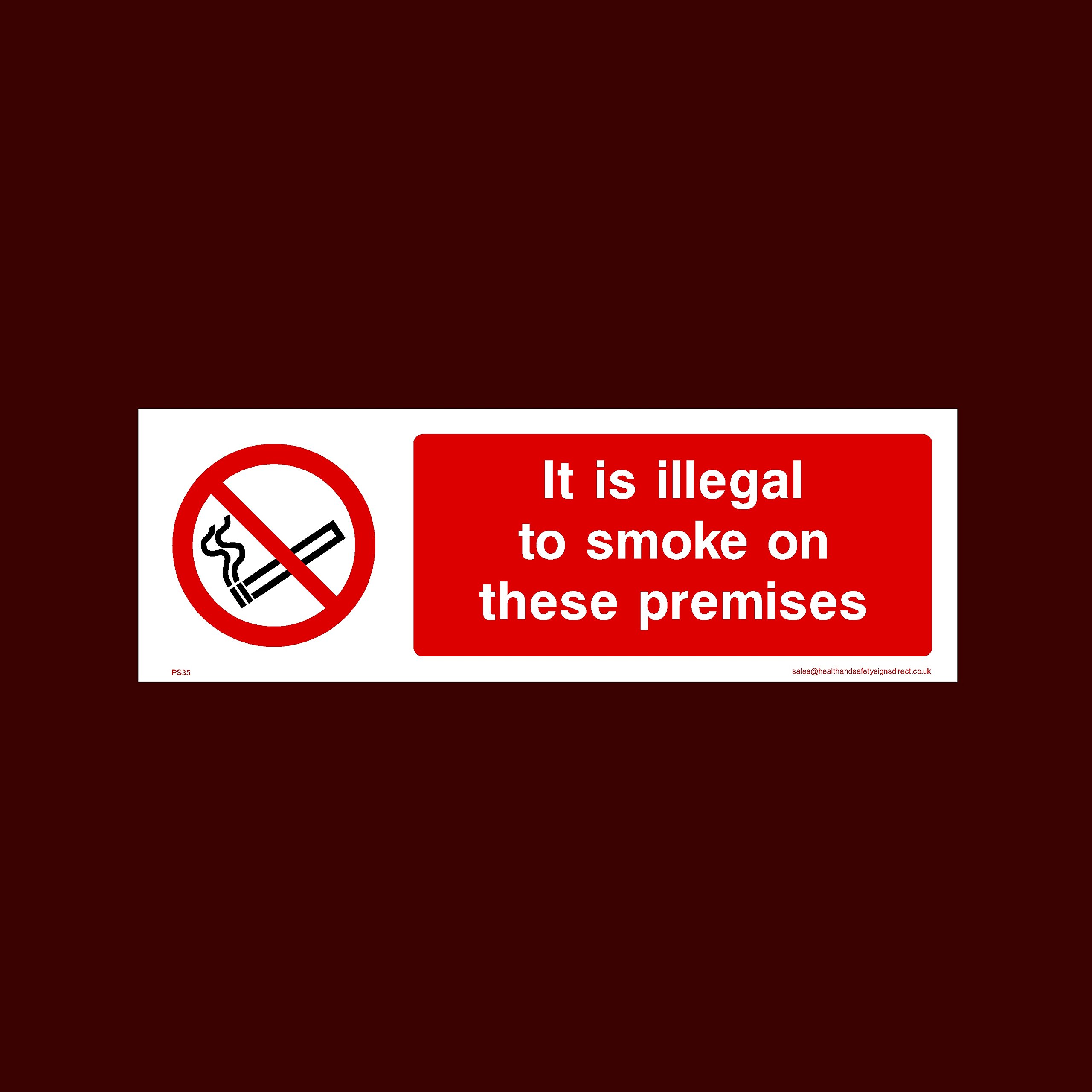 Ussp&S It Is Illegal To Smoke On These Premises Sticker/Self Adhesive Sign (Ps35) - No Smoking, Building, Counter, Bar, Premises, Law, Naked Lights