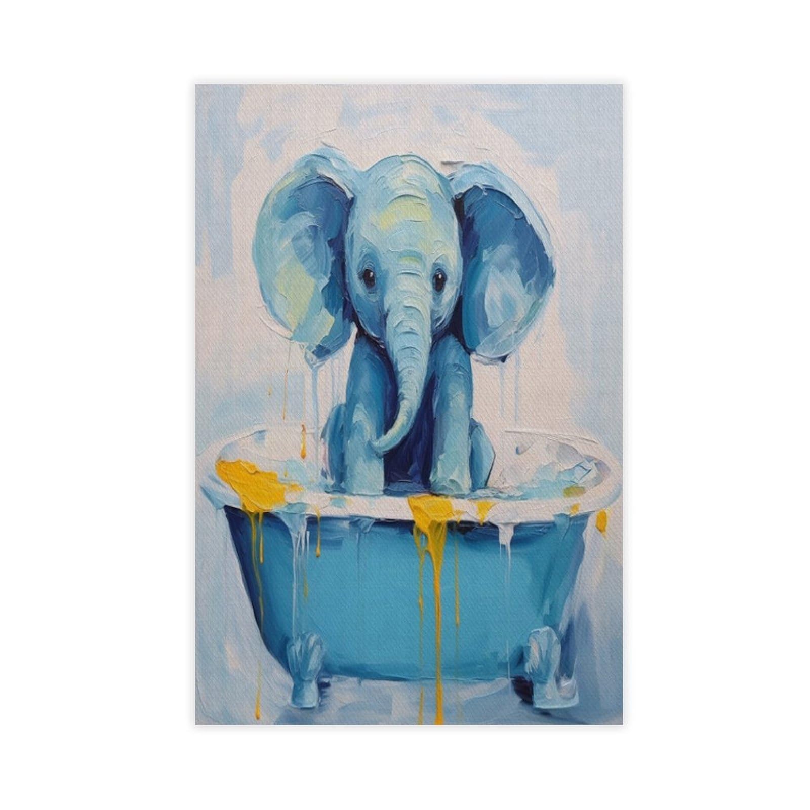 Bareronor Bathroom Elephant Poster Canvas Poster Bedroom Decor Landscape Office Room Decor Gift 24" L X 36" W