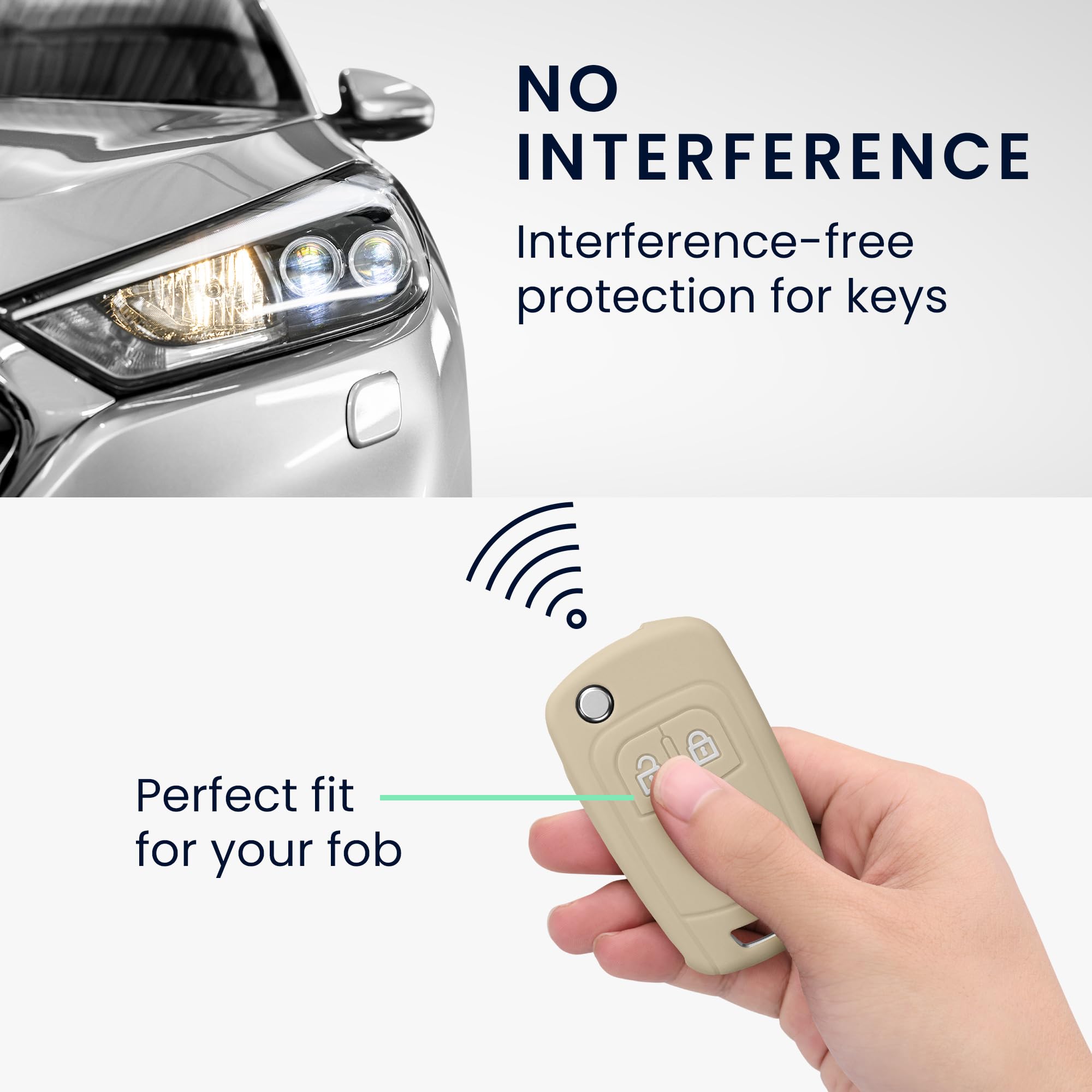 kwmobile Silikonowe etui na kluczyki samochodowe, kompatybilne z Opel Chevrolet, składane kluczyki samochodowe z 2 przyciskami – etui na kluczyki w kolorze kremowym