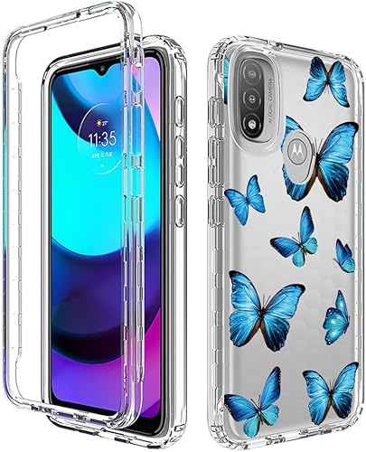 Miniatura 6 de Funda para Moto E20/Moto E30/Moto E40, XT2155 Funda con protector de pantalla de vidrio templado, cuerpo completo transparente floral TPU Slim Funda