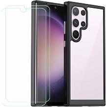 Case for Huness I24 Ultra + 2 Pack Tempered Glass Screen Protector Protective Film,Slim Black Protection Case Cover for Huness I24 Ultra 6.8 inch