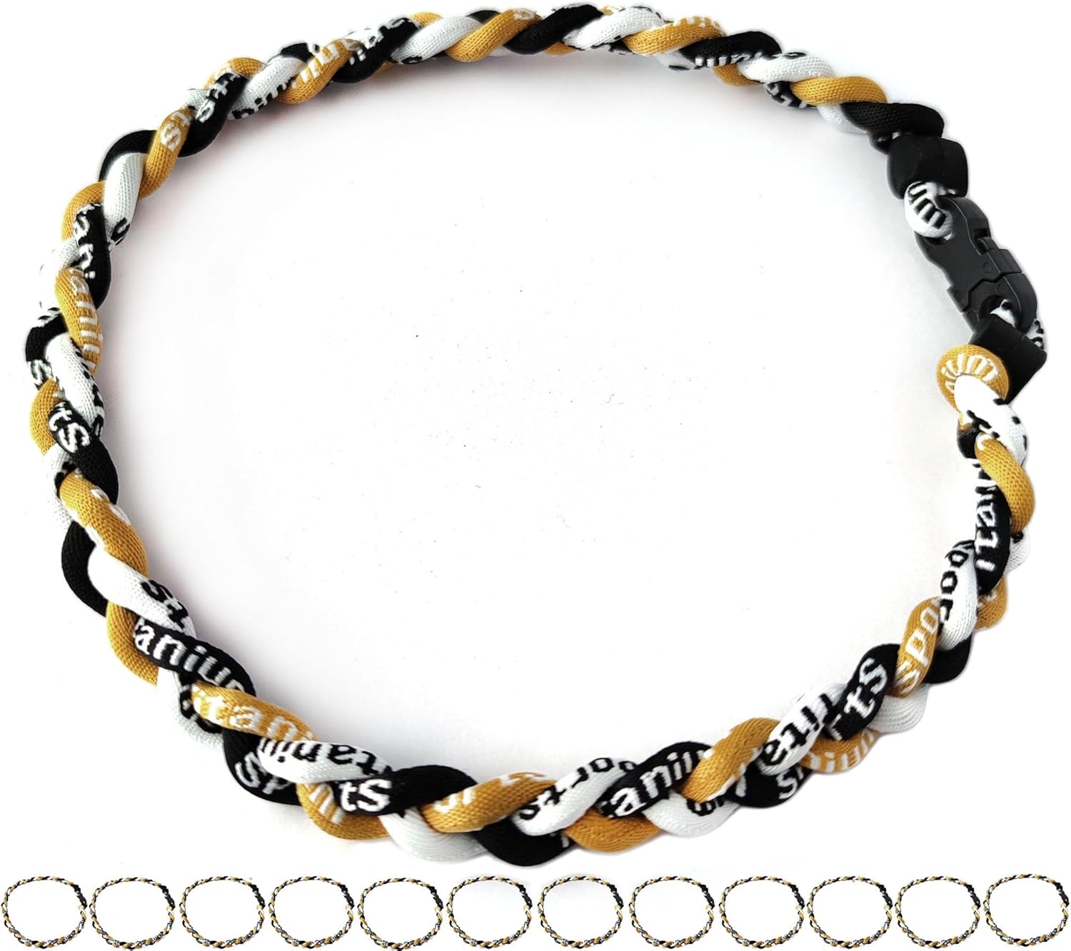 Pack of 12 Baseball Necklaces Rope Tornado Titanium Baseball Rope Necklaces