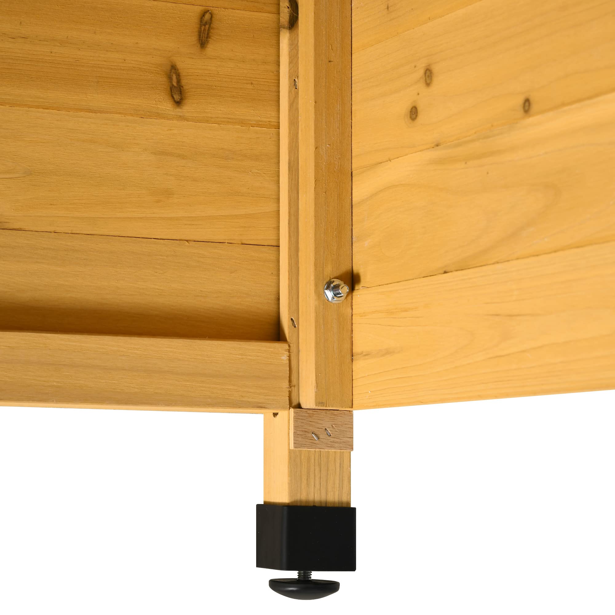Outsunny Casetta per Robot Tagliaerba in Legno con Piedini Rialzati Tetto Inclinato Impermeabile e anti-UV, Giallo, 75x76x70cm
