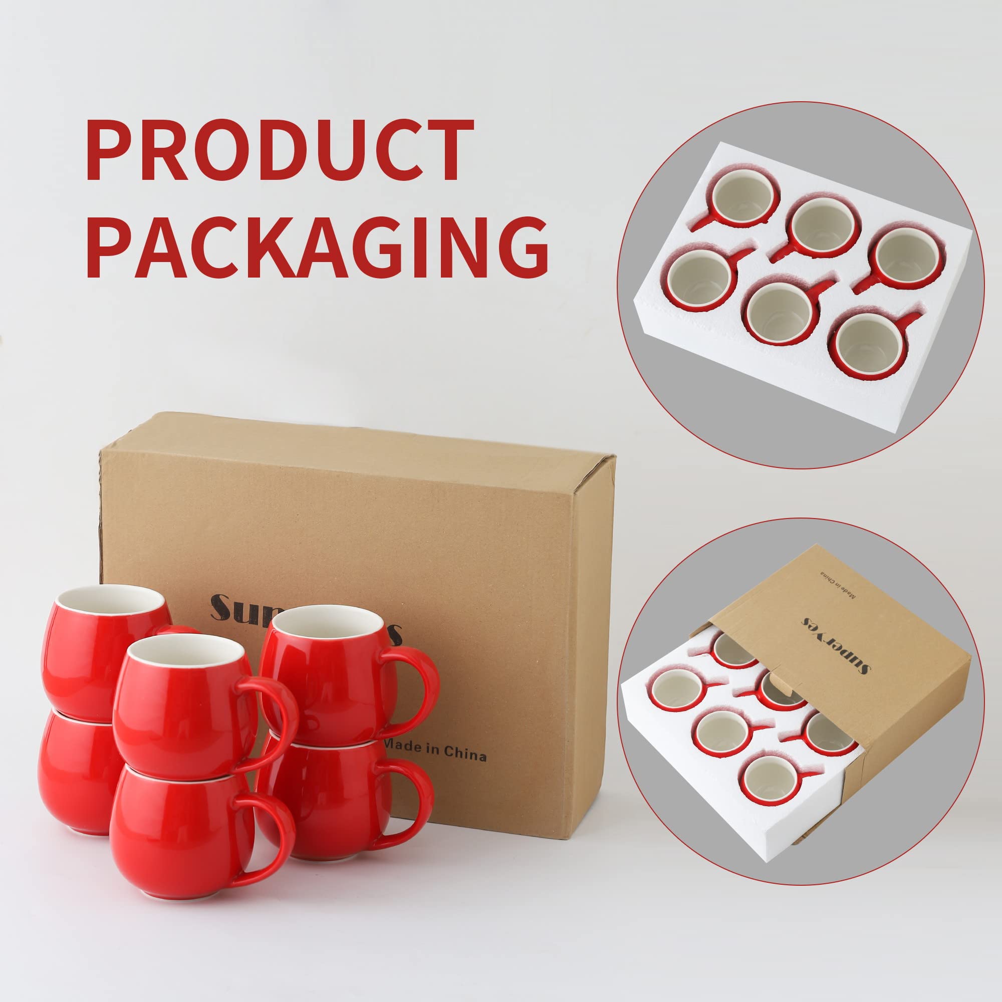 superyes Set di 6 tazze da caffè rosse natalizie per latte cappuccino tazza gelato cioccolata calda 12oz