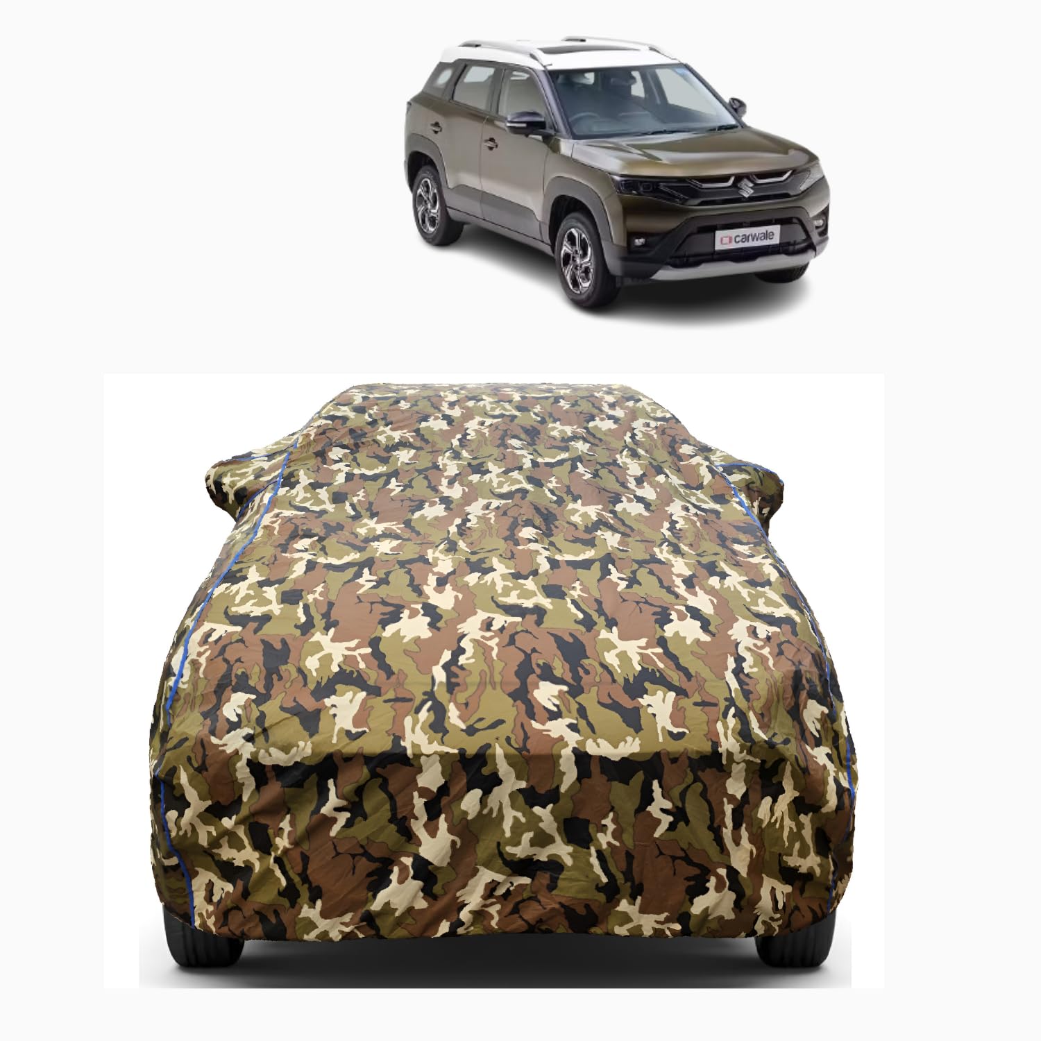 Waterproof Car Cover for Maruti Suzuki Brezza with Mirror Pockets, Triple Stitched, Full Body Protection, Scratchproof, Dustproof (Jungle)-image-35