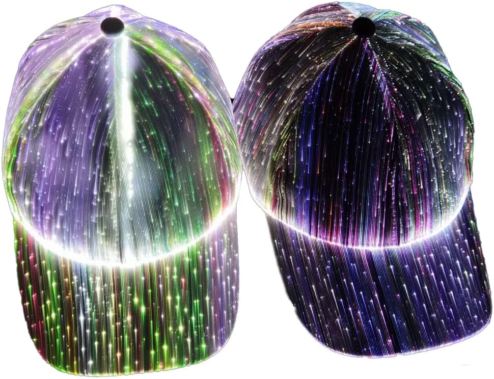 PIXIADORE LED Cap Luminous Baseball Hat 7 Colors Glow Hat for Men Women USB Charging Light up Caps for Party Club