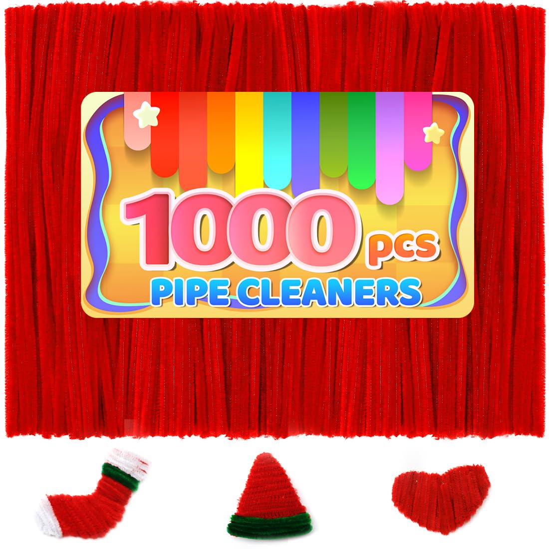 IOOLEEM 1000pcs Red Pipe Cleaners Bulk for Crafts