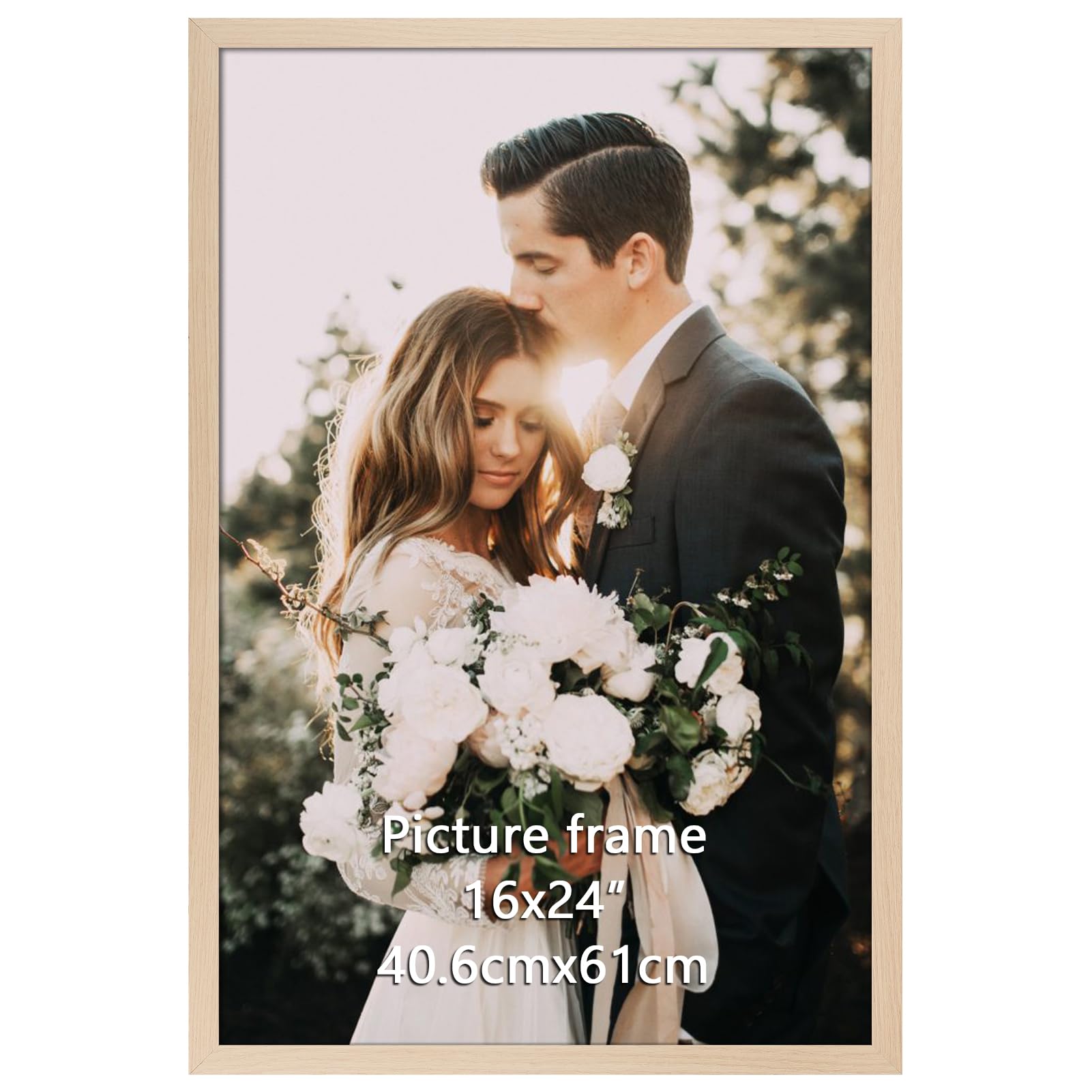 Giftgarden 40x60cm Picture Frame Oak Coloured, Aluminum 16x24 inch Poster Frame for Wall-Mounted Horizontal or Vertical — image 1