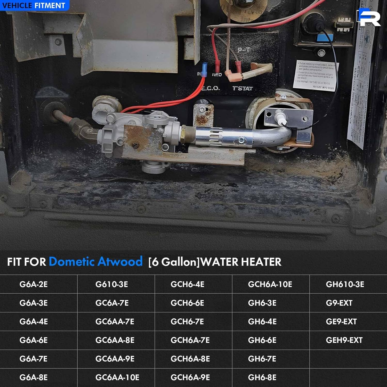 92078 RV Water Heater Gas Control Valve with 93868 Igniter & 91638 Main Burner Fit for Dometic Atwood 6 Gallon Water Heater G6A-8E G6A-6E G6A-4E GC6AA-10E