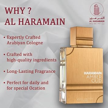 Al Haramain Amber Oud White Edition Eau De Parfum Spray for Unisex 3.4 Ounce