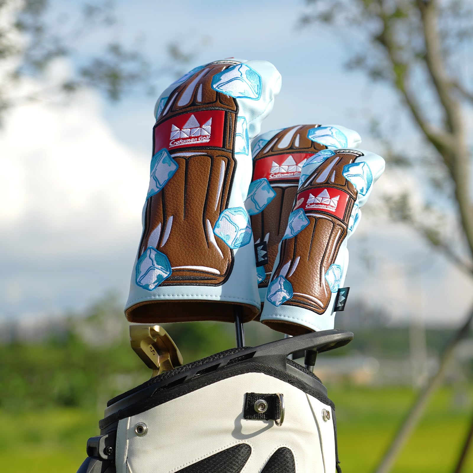 Bottle Ice Cube Blue Golf Club Cover