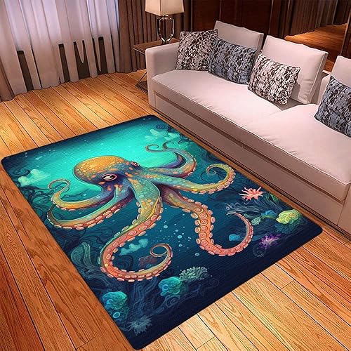 Miniatura 3 de Alfombra de pulpo personalizada  Alfombras de pulpo para sala de estar  Alfombras de pulpo, alfombra de pulpo para cocina, alfombra temática de