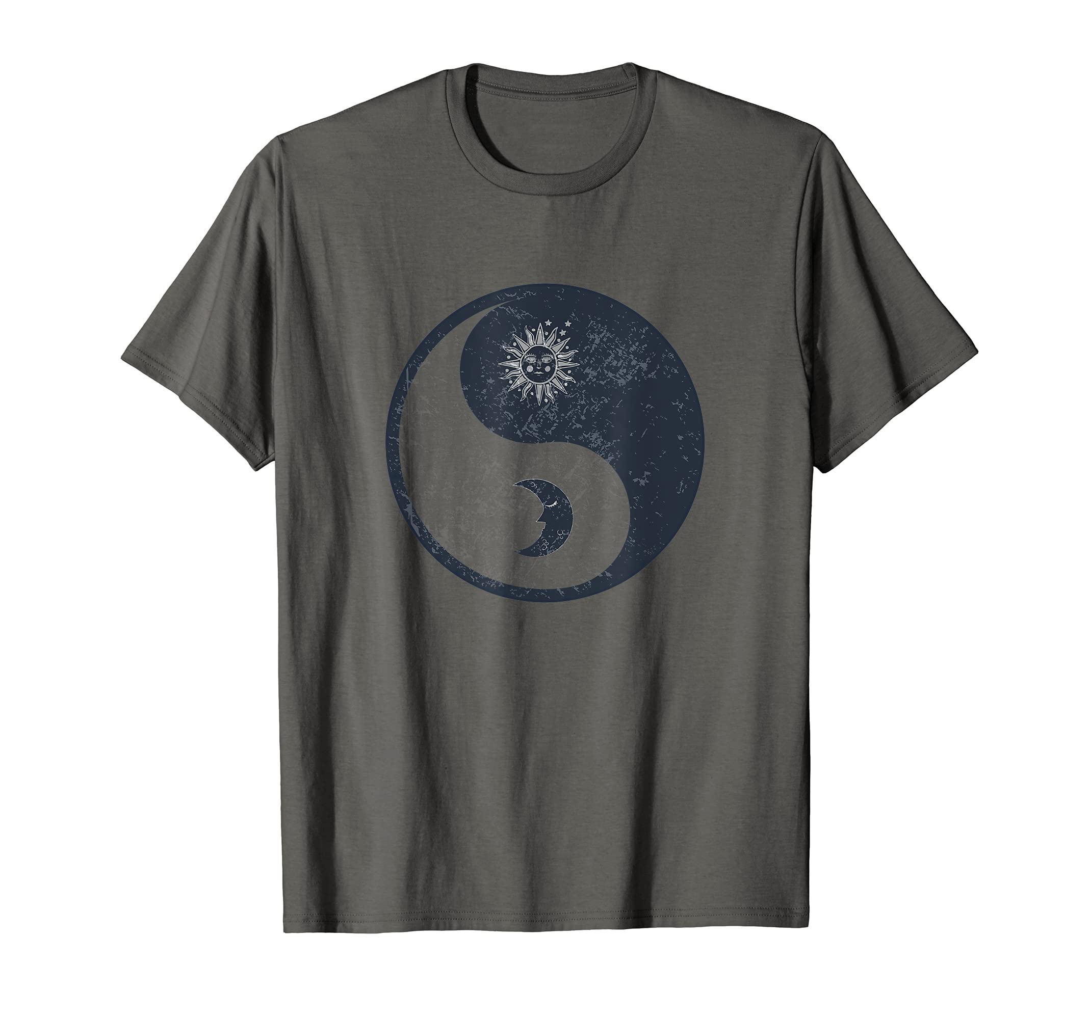 Inner Vitality DesignsMeditation Yin Yang Sun Moon Distressed T-ShirtOEKO-TEX STANDARD 100