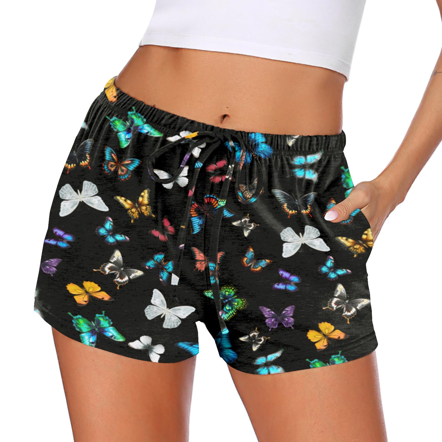 Ekouaer Women Pajama Shorts Comfy Lounge Bottom with Pockets Stretch Strip Sleepwear Drawstring Pj Bottoms Sleep Shorts