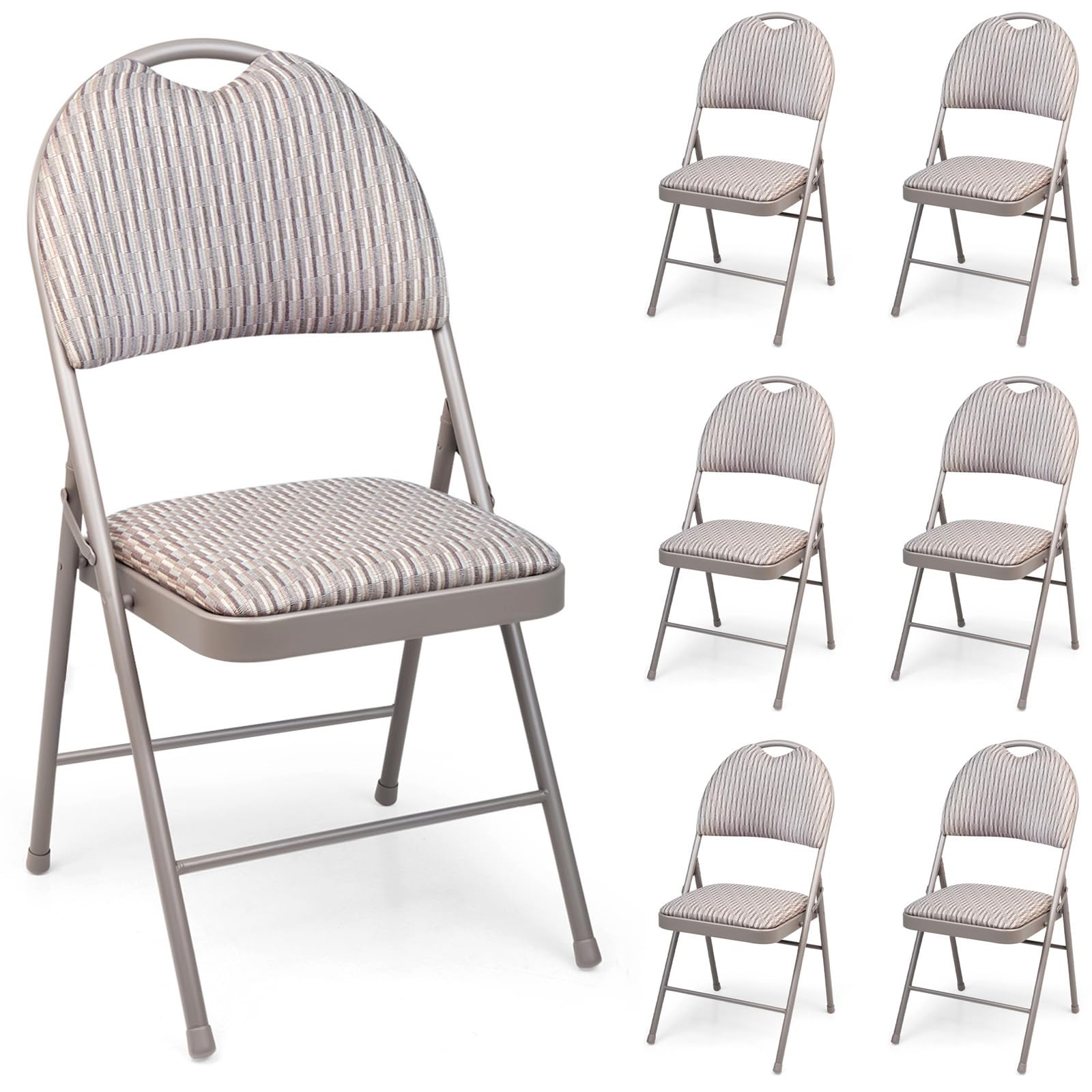 Crystals Metal Folding Chair – Premium Quality High Back Chairs with Padded Fabric or PVC Seat, Strong Steel Frame, Comfortable Foldable for Home, Office, Dining, Multi-Purpose Use (6 x Folding Chair)
