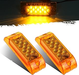 Partsam 2Pcs 6" Amber 13 LED Reflective Rectangle Side Marker Clearance Light [DOT Approved], 6x2 Turn Siganals LED Marker lights for Trailer Truck RV Camper Motorhome, 12V