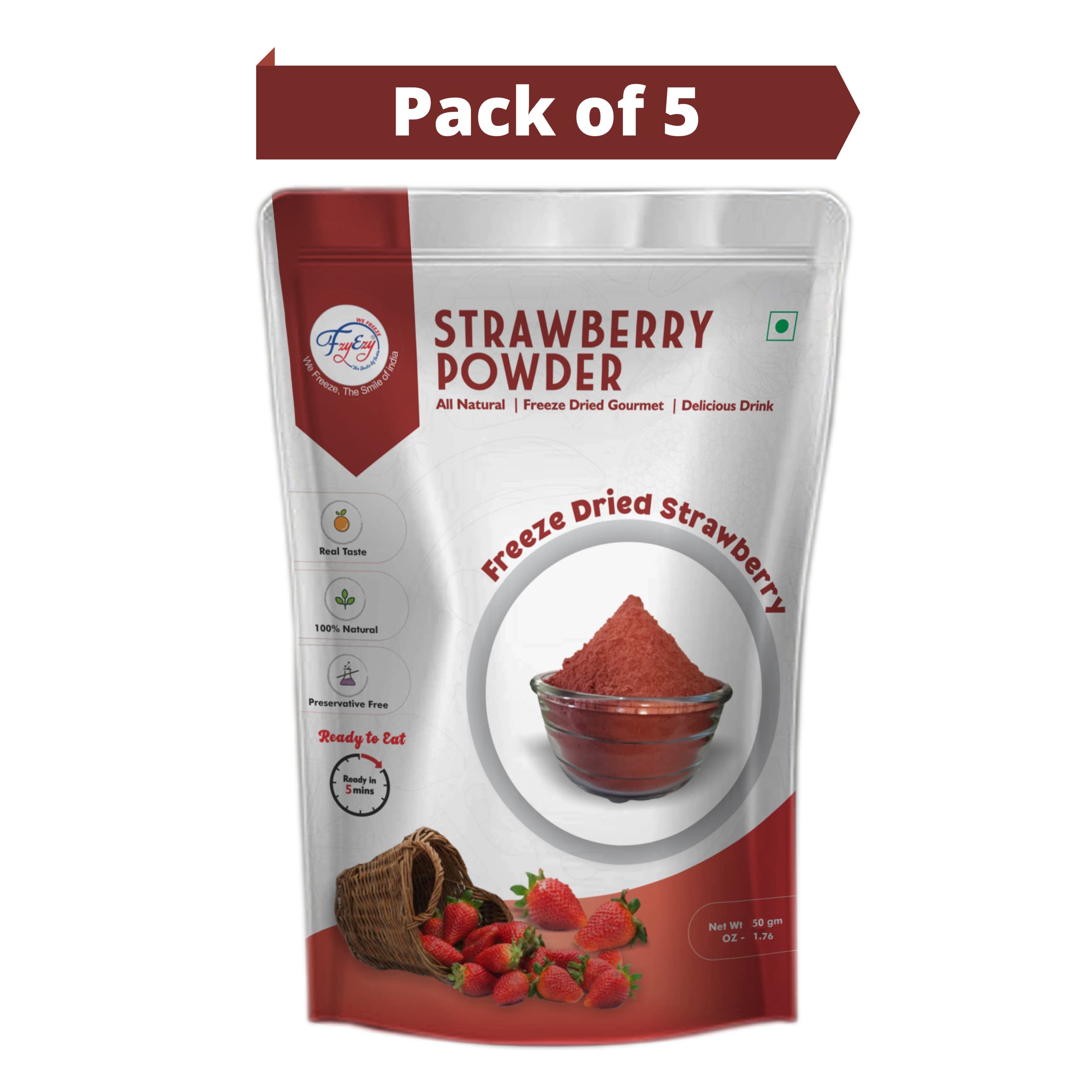 FZYEZY Natural Freeze Dried Strawberry Powder for Kids and Adults | Camping Vegan snacks dried Healthy Ready to Mix smoothie Powder |Travel Friendly | Pantry groceries dehydrated fruit Powder|Pack of 5-50 gm each (250 gm) (B08BKKN4J3) Amazon Price History, Amazon Price Tracker
