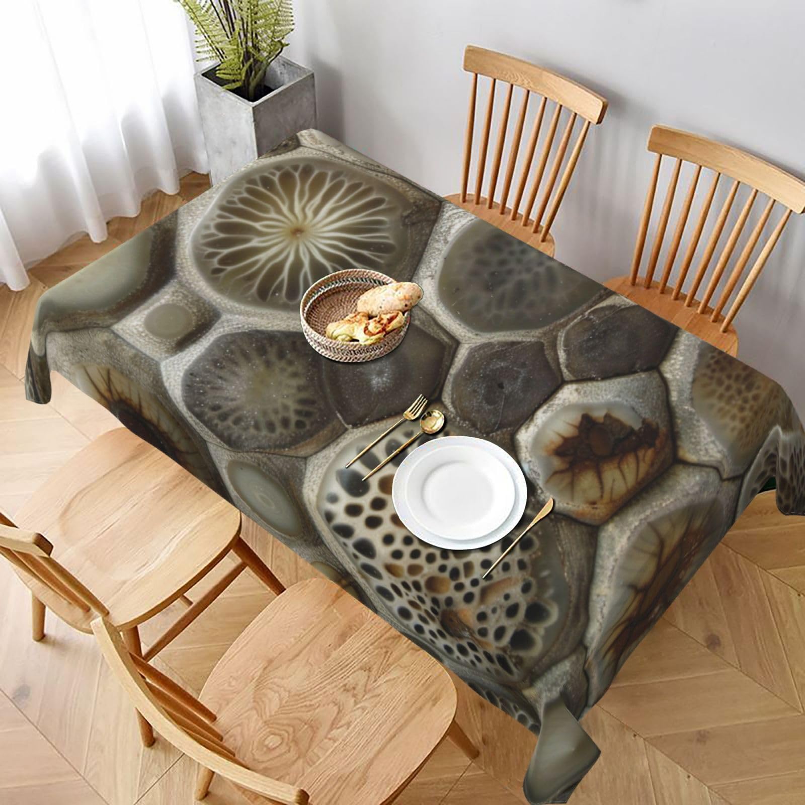 WPKJU Petoskey Stone Printed Tablecloth 60x90 in Water Resistant Table Cover Washable Rectangle Table Cloth for Dining Tables