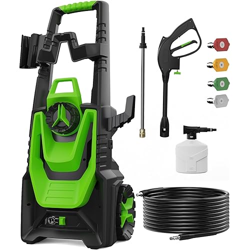 Pressure Washer -5000PSI Power Washer 500ML Foam Canno with Pressure Washers 4 Quick Connect Nozzles for Cars Patios Driveway