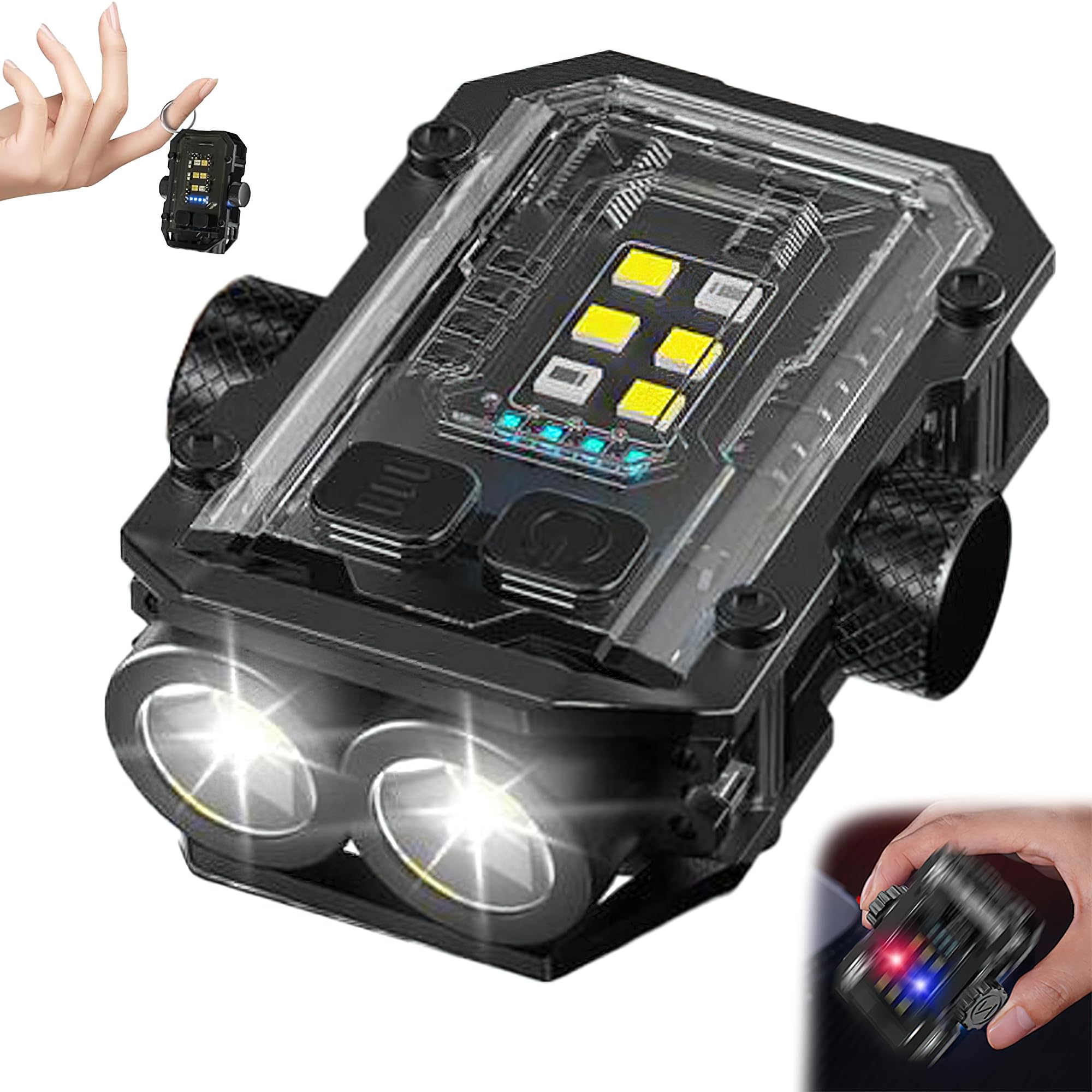 BRAINLE EDC Flashlight, Mini Rechargeable Keychain COB LED Light, Small Torch Light for Camping, Pocket-Sized Magnetic USB 1000 Lumens, Powerful Key Chain Spinner with Magnet Size