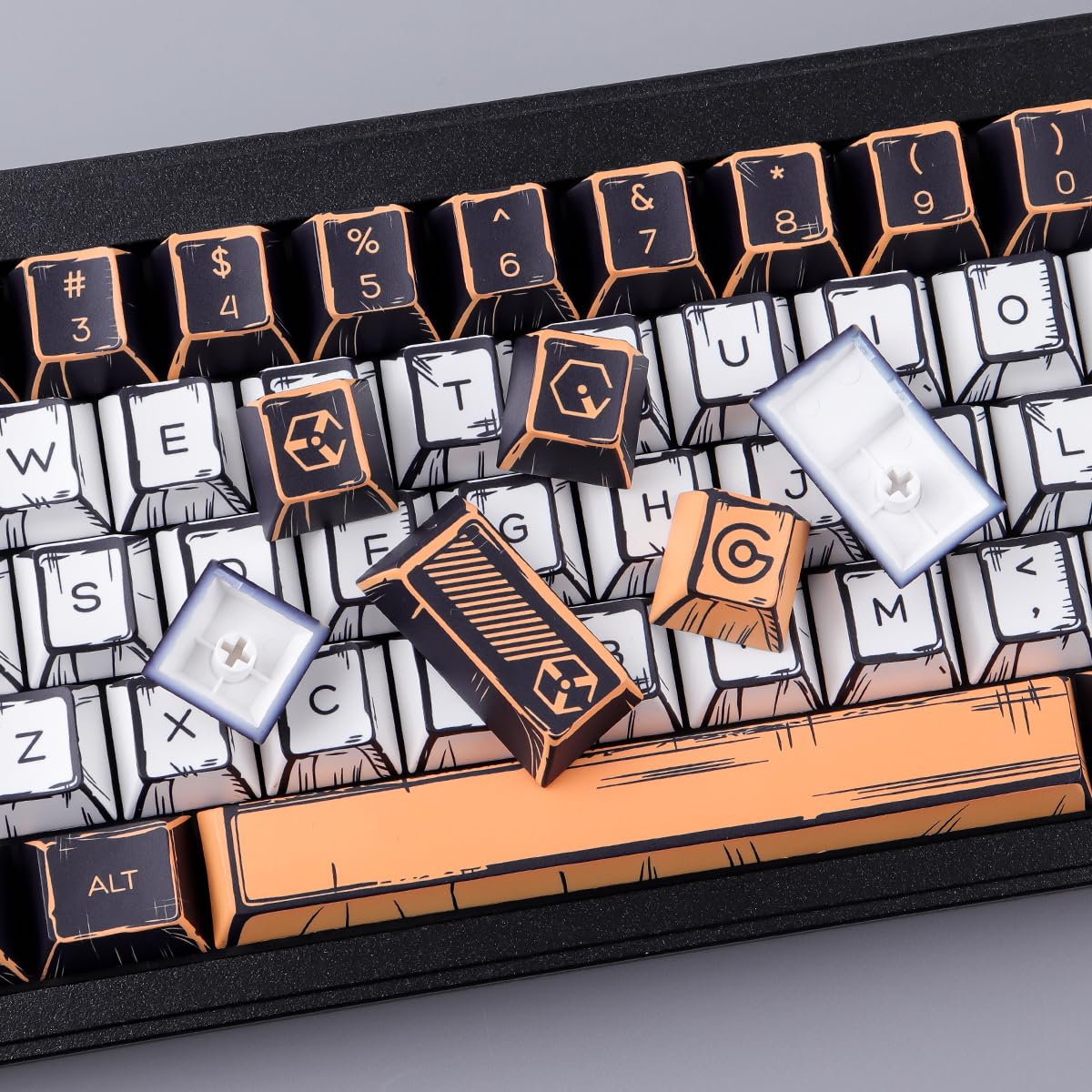 Sunzit Set di 147 copritasti in PBT, a tema manga, con profilo in ciliegio personalizzato, per switch MX ISO/ANSI, layout UK