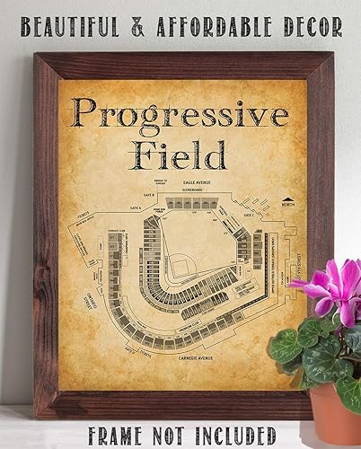 Miniatura 5 de Tabla de asientos del estadio de béisbol de Cleveland, póster sin marco de 11 x 14 pulgadas, mapa de estadio de béisbol vintage, impresión de