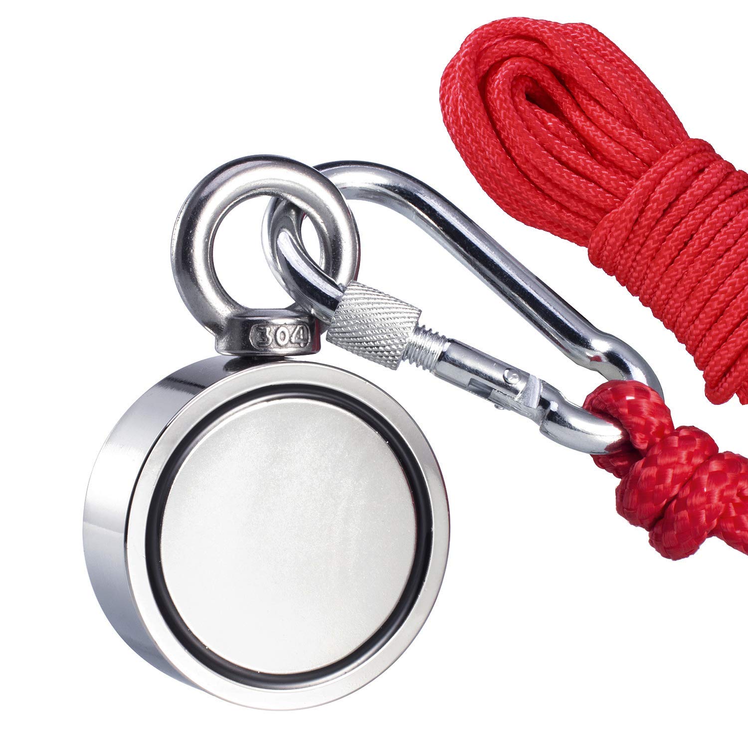 MEIXI Aimant Néodyme N52 Puissant 181KG Pêche Magnétique - Diamètre 60mm Avec Corde 20m Et Gants