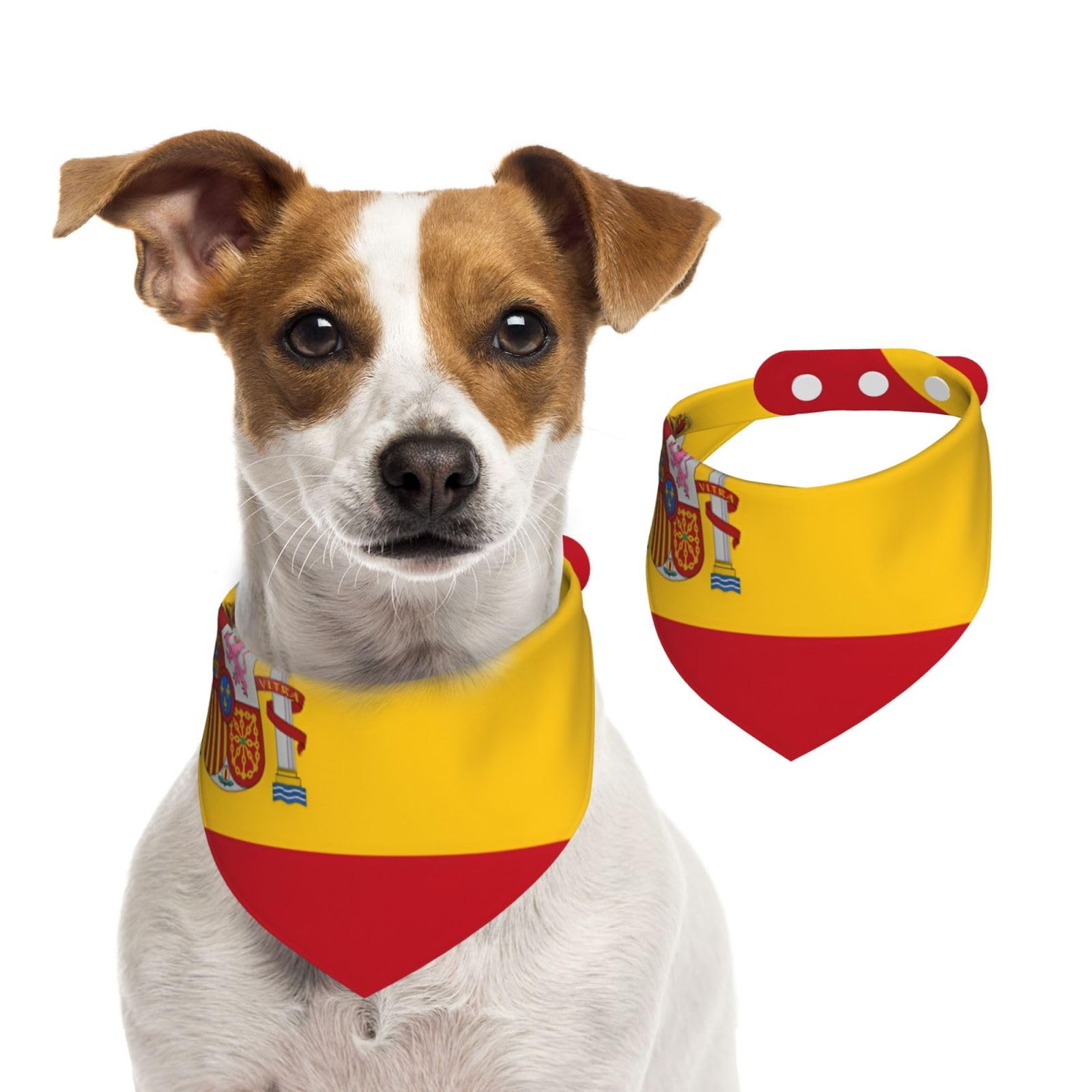 Spanish Flag Pet Scarf Dog Bandanas Spring Summer Soft Cotton Puppy Scarfs Adjustable Accessories for Small Medium Large Girl Boy Pup Large