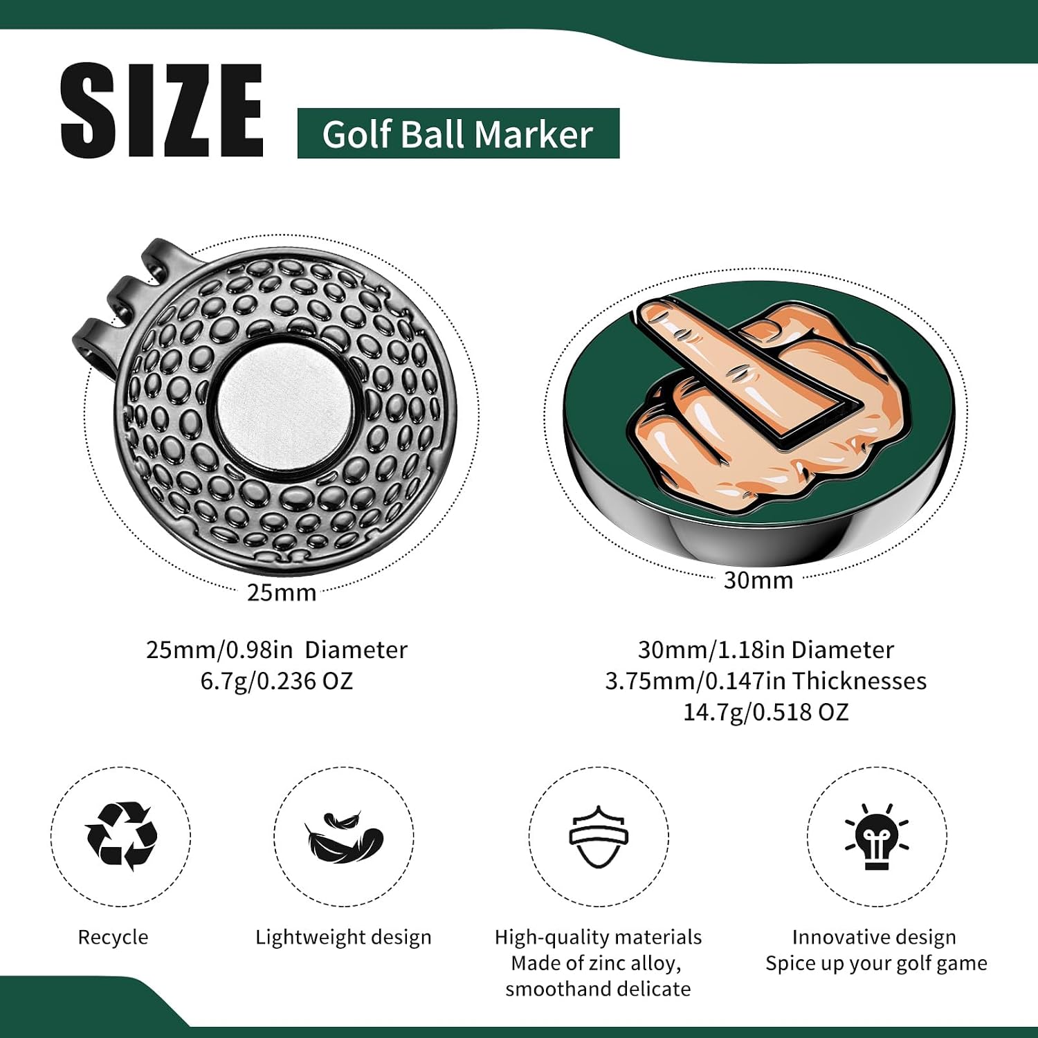 Premium Magnetic Middle Finger Golf Ball Marker Cap Clip Set - Fun Accessory for Golfers - Great Gift for Audiophiles and Avid Enthusiasts - Unique Golf Gift Ideas image 3