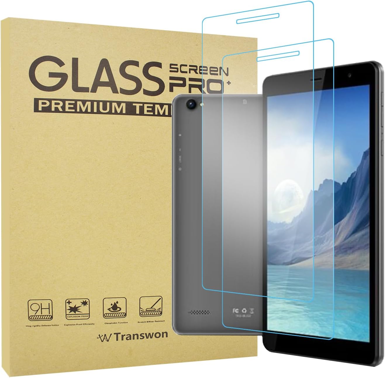 Transwon 2PCS Tempered Glass for WHOOP Tab8US2 Tablet