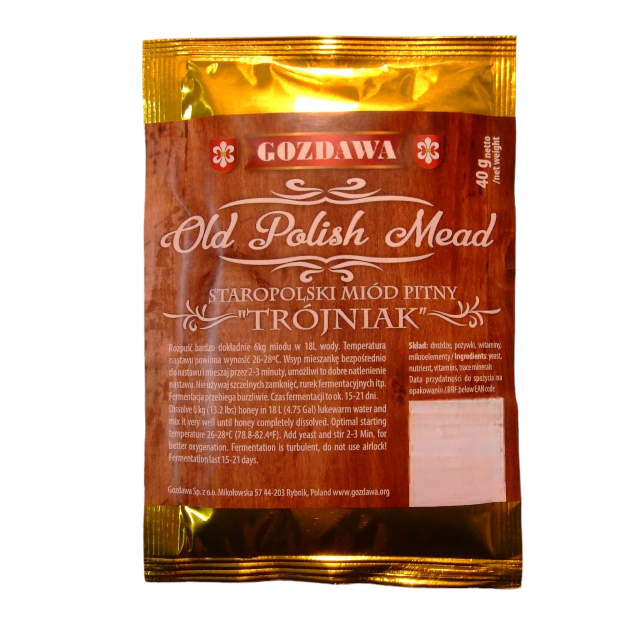 Levadura para Hidromiel con Nutrientes 40g/25 - Vino de Miel, Levadura de Miel, Levadura de Vino | Levadura Activa