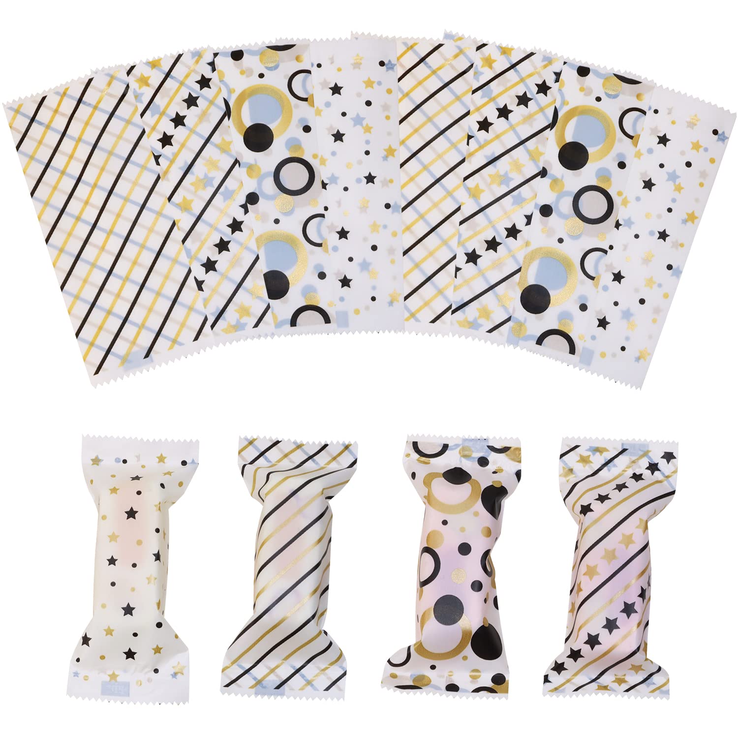 Penta Angel Nougats Candy Bags 400Pcs Clear Plastic Caramels Gift Candy Wrappers Packing Bags Pouch for Christmas Theme Party Candies Making (Star,