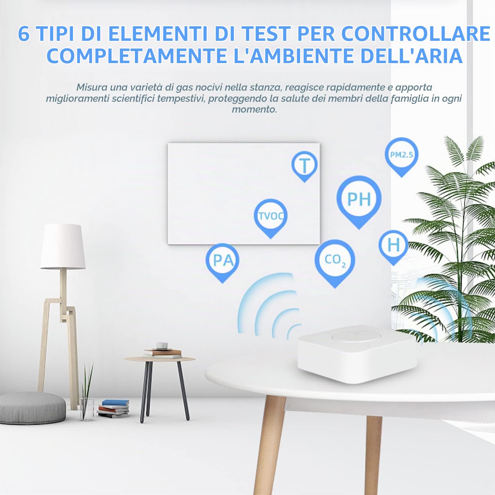per Tuya Zigbee Smart 6-in-1 Rilevatore dell'aria con monitor della qualità dell'aria PM2.5/formaldeide/VOC/temperatura e umidità/CO2 monitor per casa e ufficio