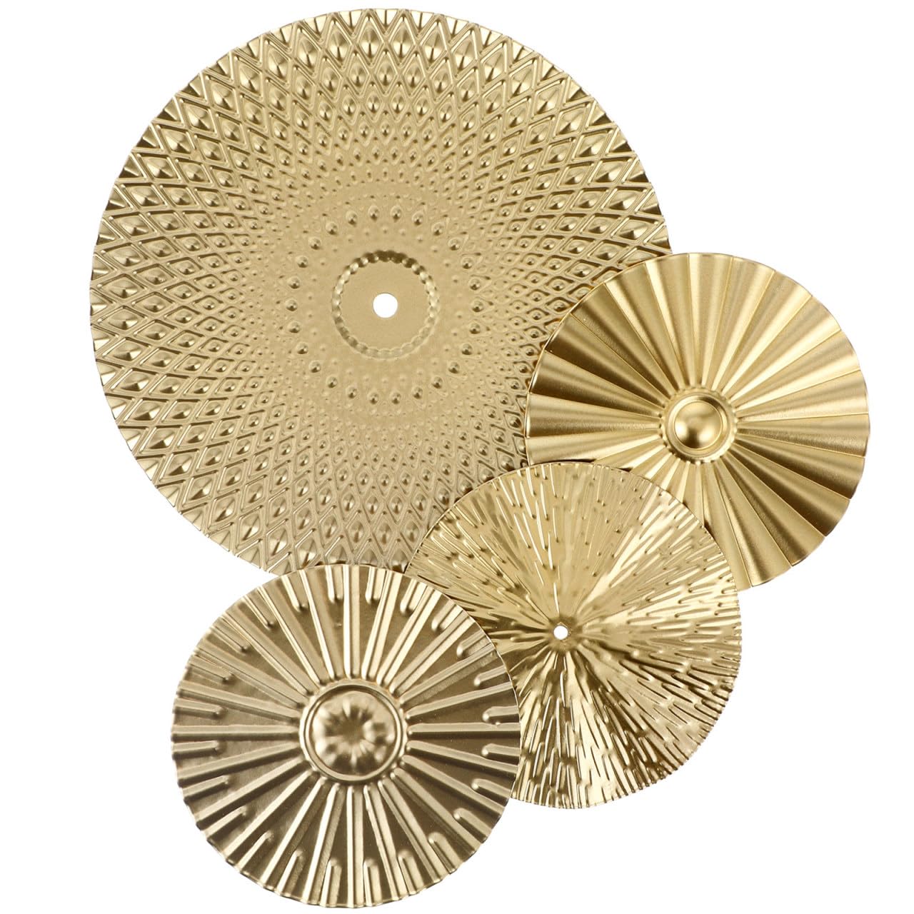 Hemobllo 4pcs Metal Sunburst Wall Art Decor, Modern Geometric Wavy Disc Wall Hanging Ornaments for Living Room Bedroom, Gold Round Artistic Sculptures for Home Office