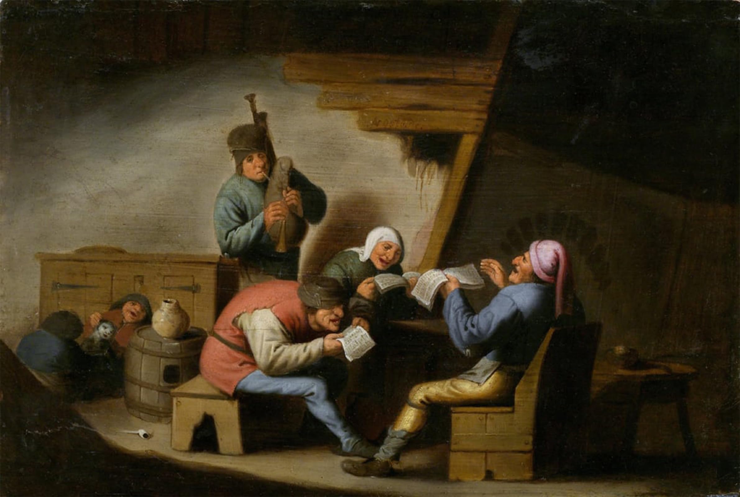 POSTERIIk Vintage Print Pop Art Landscape Artwork the Village Singers by Adriaen Jansz Van Ostade Art Prints for Office Home Decor 60x90cm