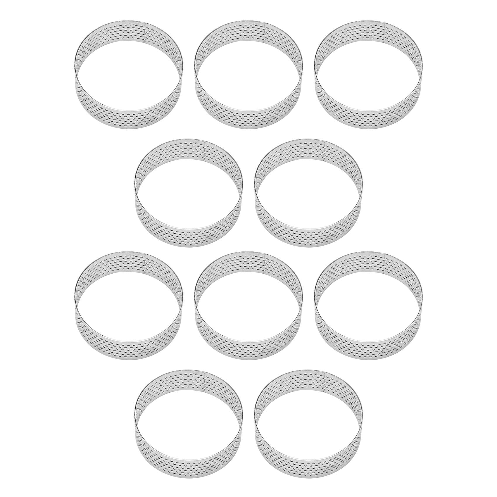 MACIMO 10Pcs 6cm Circular Tart Ring Dessert Stainless Steel Perforation Fruit Pie Quiche Cake Mousse Mold Kitchen Baking Mould