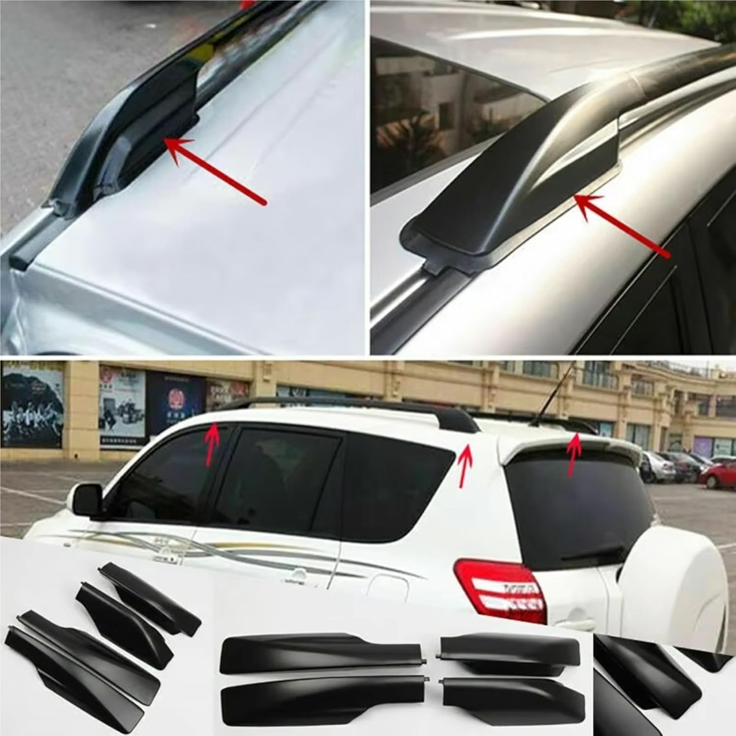 Roof Rack Rail Cap Compatible with Toyota for RAV4 XA30 2006 2007 2008 2009 2010 2011 2012 Parts Car Roof Rack Luggage Trunk Rod End Cap Rails(Silver)