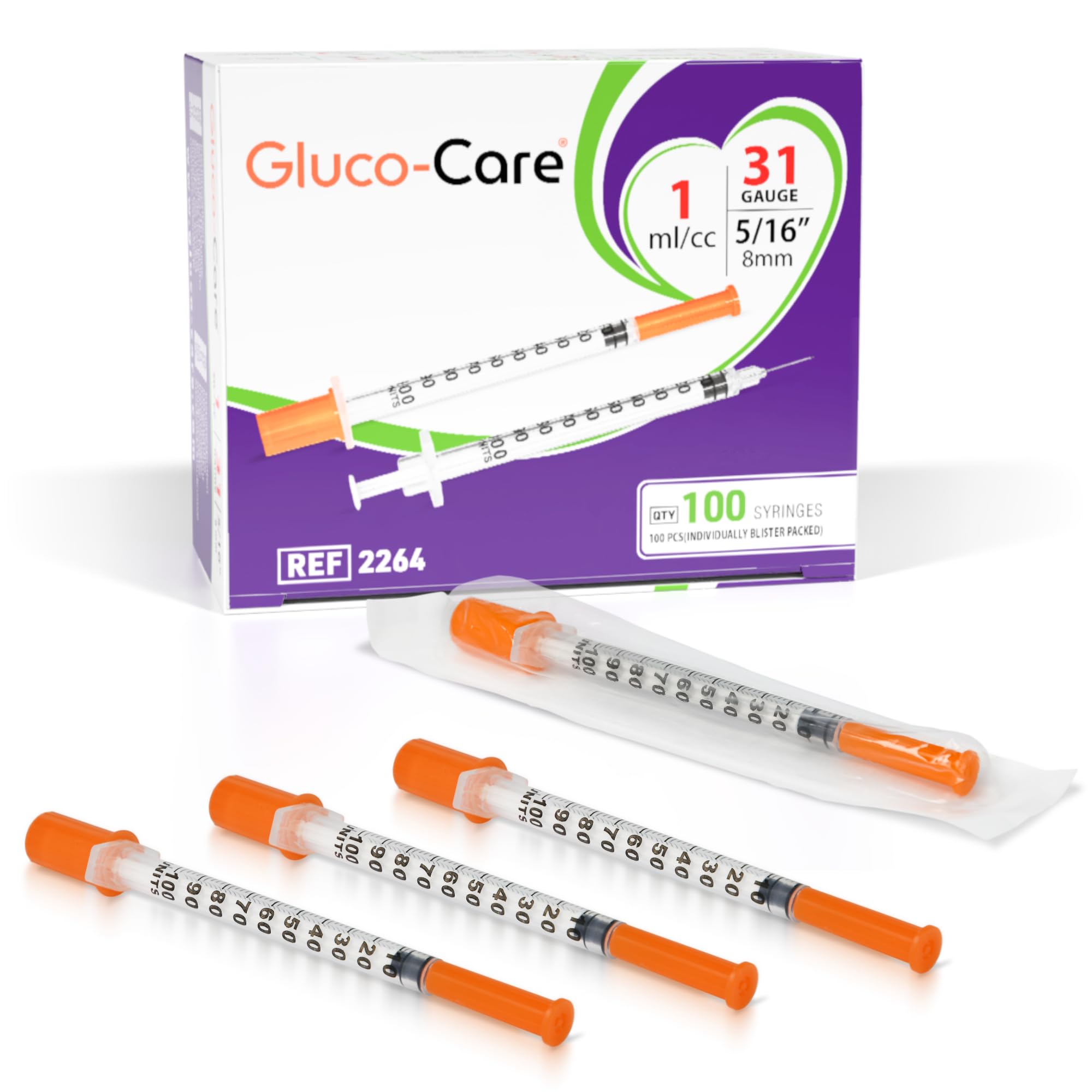 GLUCO-CARE 1ml /cc Syringes 31G x 5/16’’ (8mm), Orange Cap, Box of 50 pcs — Amazon image 16