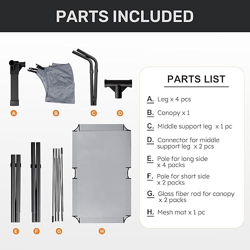 Miniatura 7 de Heeyoo Cama elevada para perros con toldo, cuna portátil para perros con tienda de campaña de sombra extraíble, cuna elevada para mascotas al aire