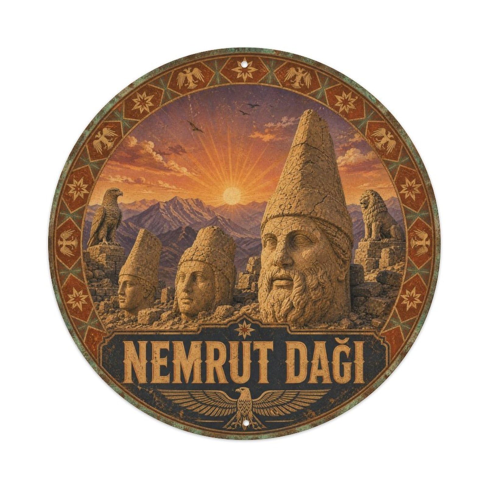 Nemrut Dagi Turkey Travel Heritage Rustic Vintage Metal Tin Sign