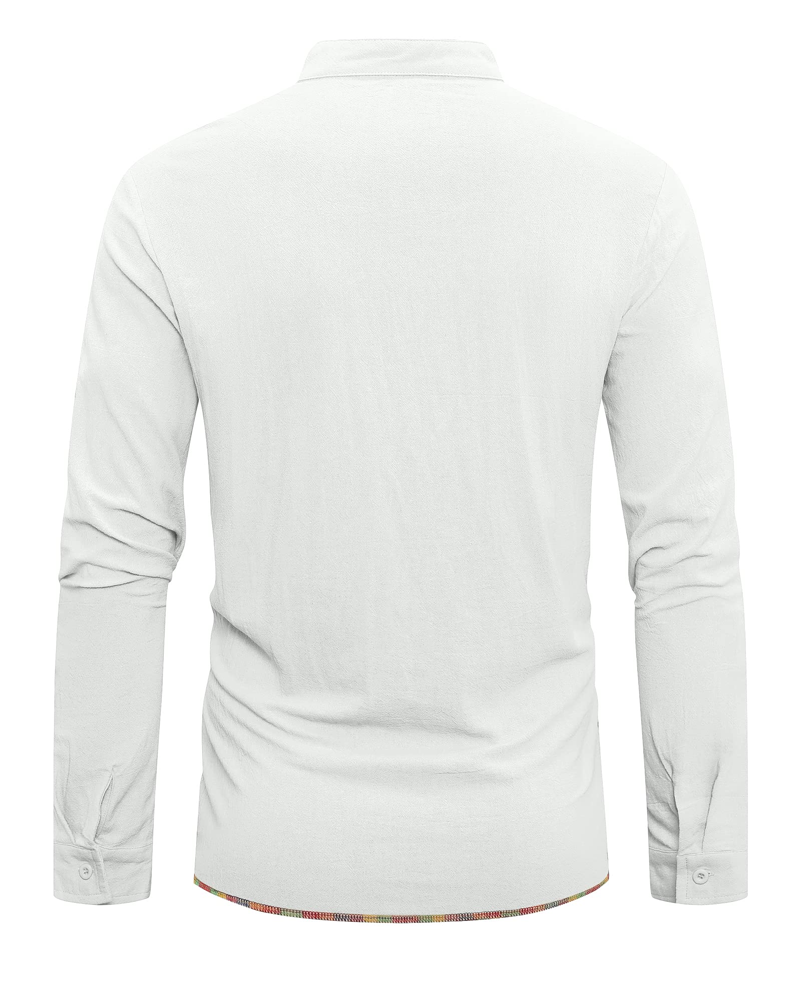 YAOHUOLE Men's Plain Tops Cotton Classic Scottish Jacobite Ghillie Kilt Shirt Linen Shirts for Men Medieval Costume Shirts Casual Cpttpn Linen Shirt White XL - Image 3
