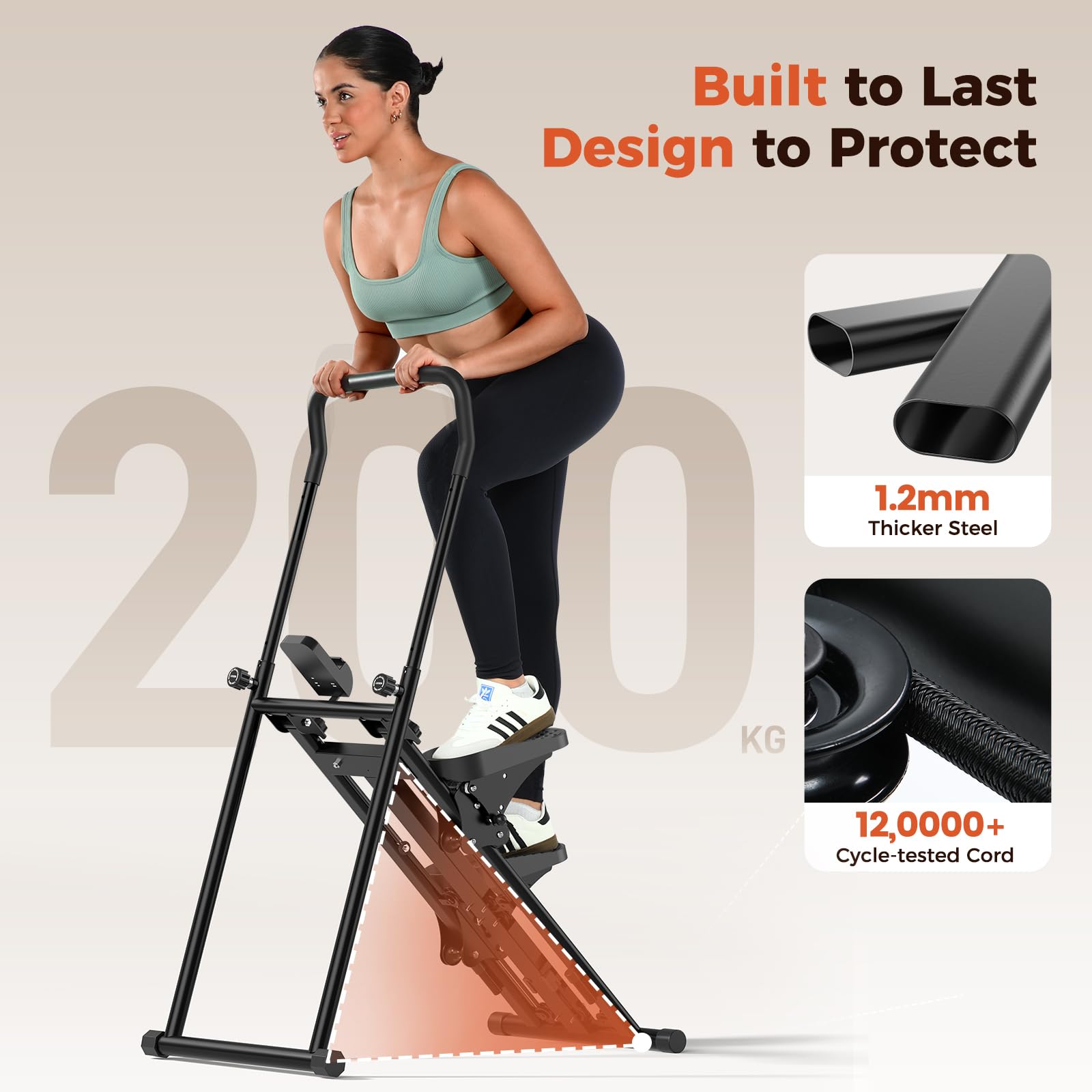 Sportneer Escalera plegable para gimnasio en casa, resistencia ajustable, escalador vertical con manillar,