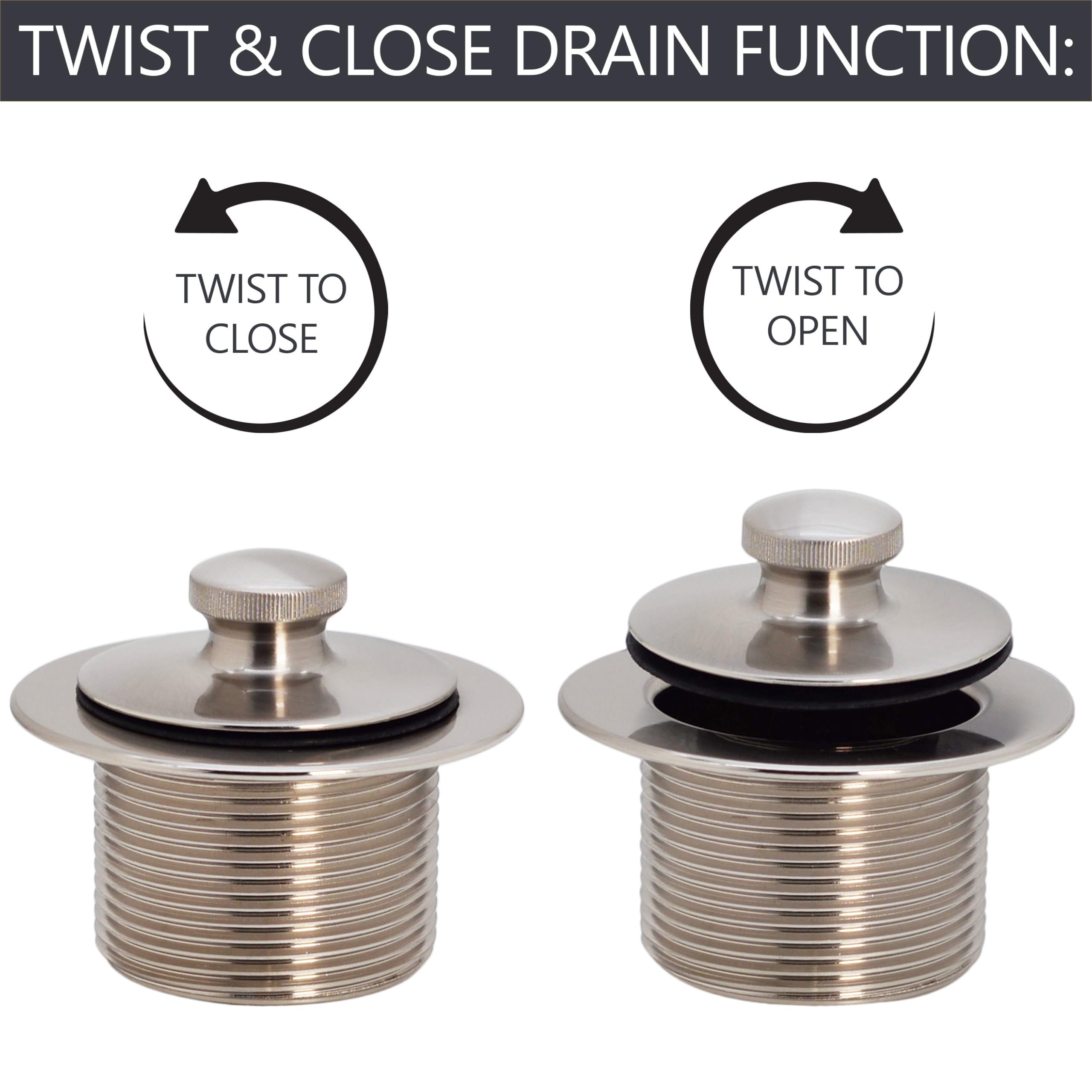 Westbrass D94-07 zestaw wykończeń Twist & Close, satynowy nikiel