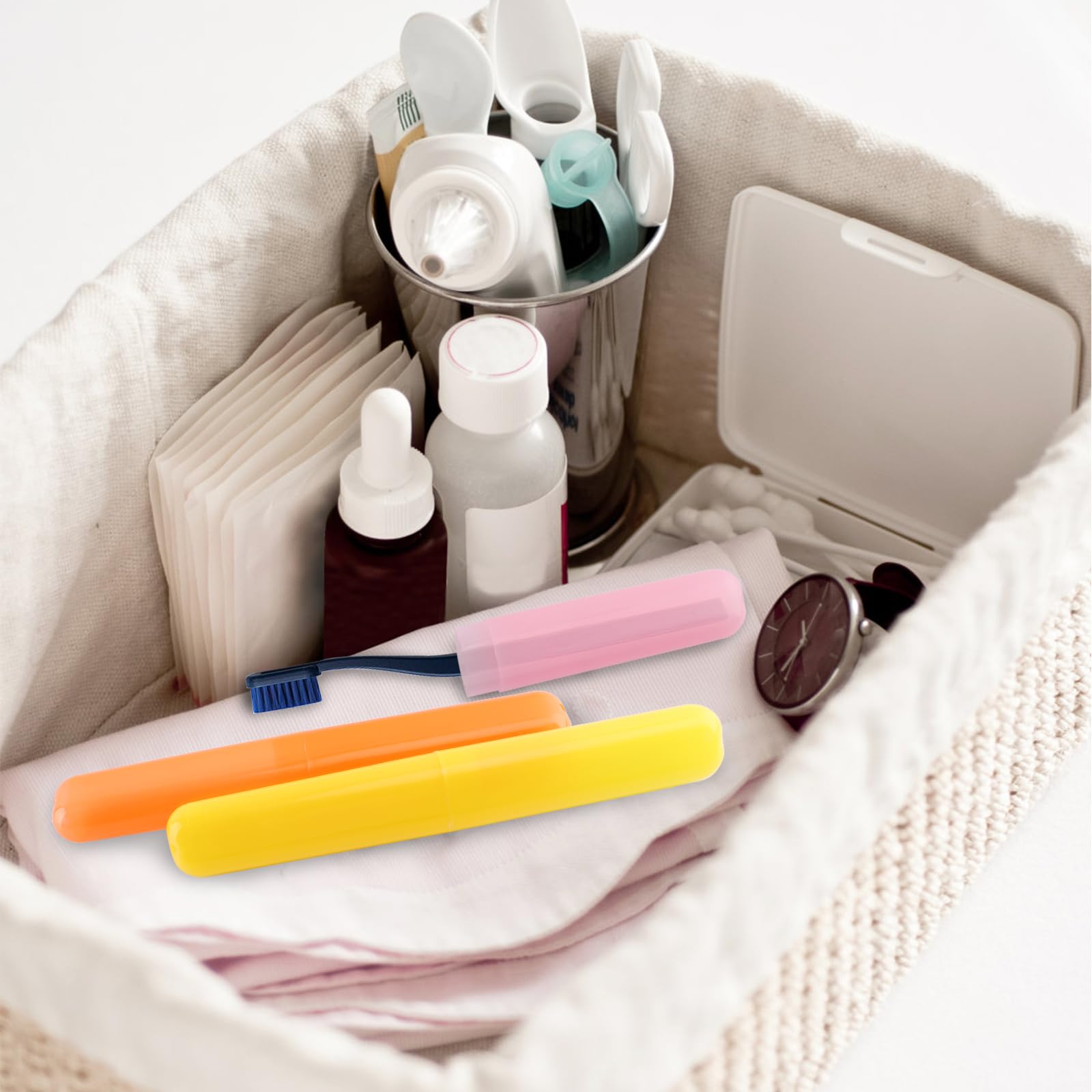 NICEMOVIC 120 soportes para cepillos de dientes de viaje, estuche de viaje para cepillo de dientes a granel, plástico portátil, a prueba de polvo, transpirable, soporte para cepillo de dientes para