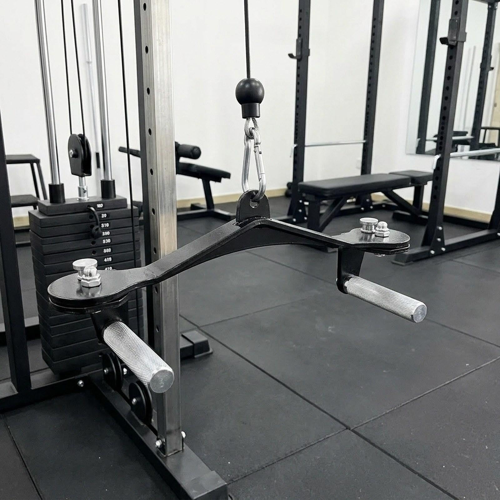 Juego de manijas de gimnasio ajustables, accesorios de extracción y fila, reforzados, agarre ergonómico, acero compacto