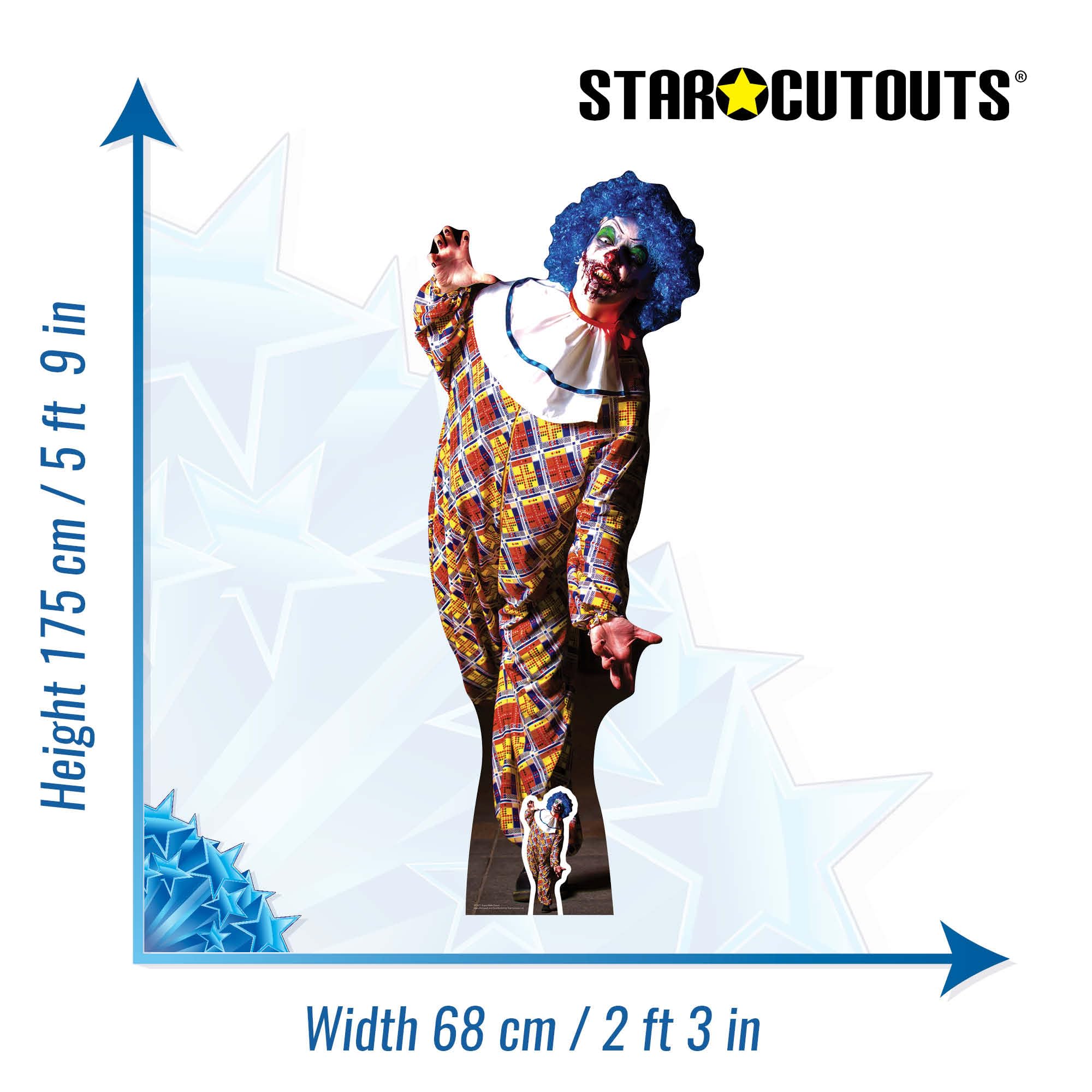 STAR CUTOUTS Es Un Muy Scary Hembra Payaso Cartón Incluye Halloween Hueco De Escritorio, Madera, Multicolor, 178 X 77 X 178 Cm