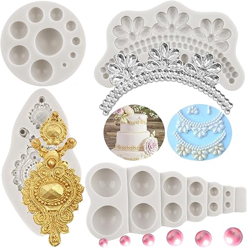 Miniatura 1 de Molde de perlas para fondant, moldes de silicona para chocolate, semiesferas, moldes de joyería, broche, moldes para collar de perlas para