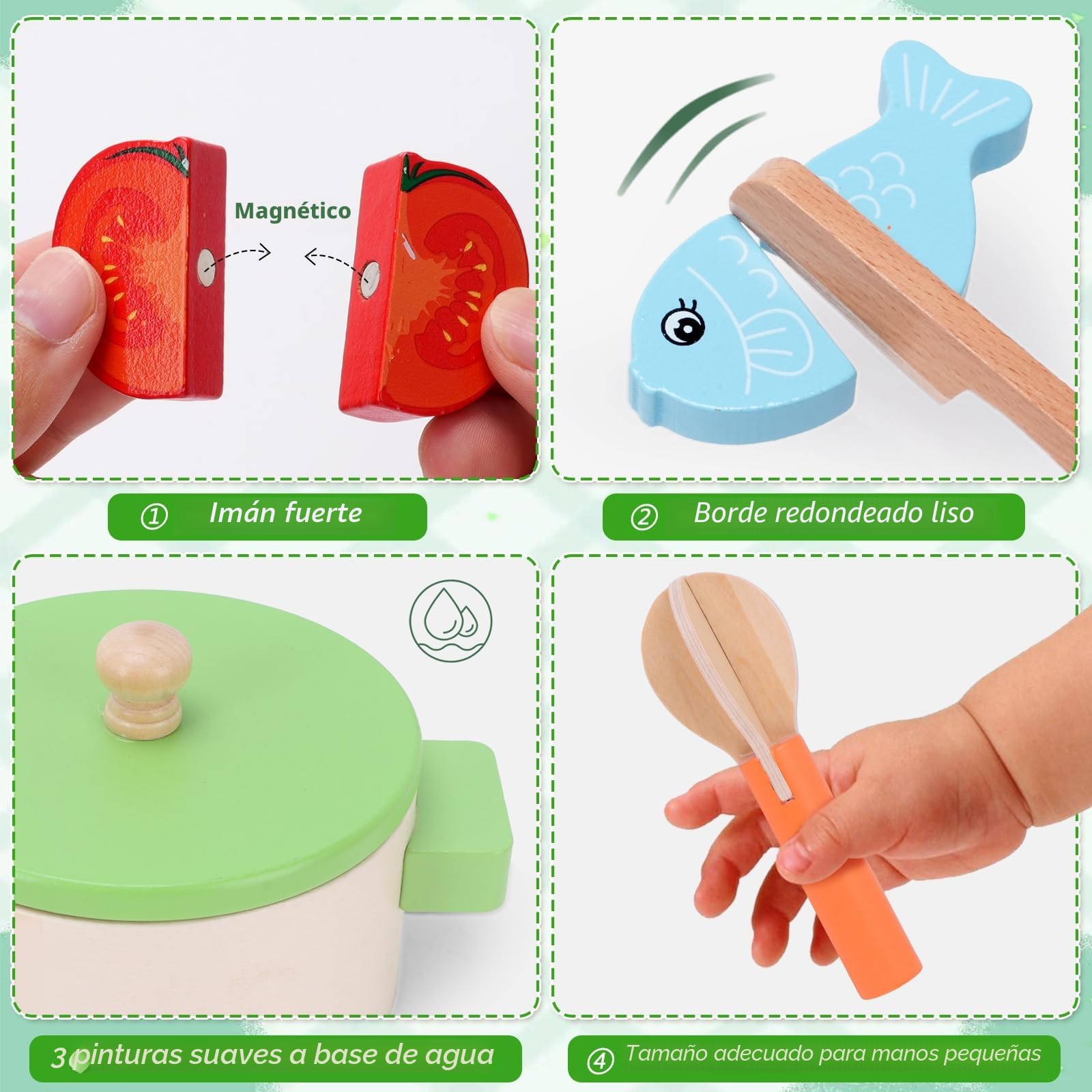 Mardo Accesorios Cocina Juguetes para Niños , Utensilios de Cocina al Aire Libre, Juego de Ollas y sartenes de Madera, Vegetales para Cortar, Juego de rol para Niños Mayores de 3 Años