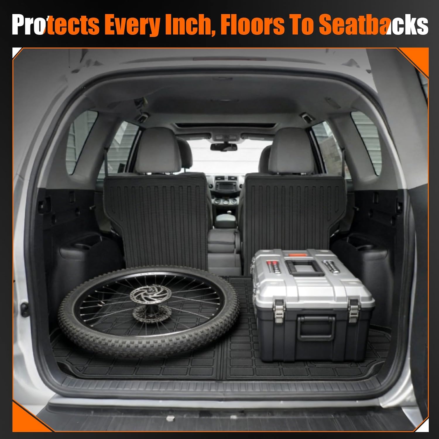 All-Weather Floor Mats & Cargo Liner Compatible with Toyota RAV4 2006-2012 (5-Seater), Custom Fit TPE Front & Rear Liners, Trunk Mat and Backrest Protector